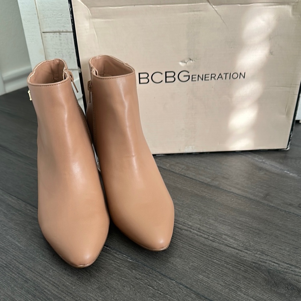 BCBGeneration Tan Ankle Booties Minimalist Design